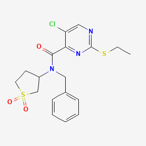 molecular formula C18H20ClN3O3S2 B11417623 N-benzyl-5-chloro-N-(1,1-dioxidotetrahydrothiophen-3-yl)-2-(ethylsulfanyl)pyrimidine-4-carboxamide 