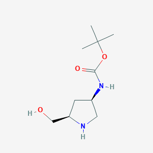 molecular formula C₁₀H₂₀N₂O₃ B1141776 tert-Butyl ((3R,5R)-5-(hydroxymethyl)pyrrolidin-3-yl)carbamate CAS No. 1009335-43-6