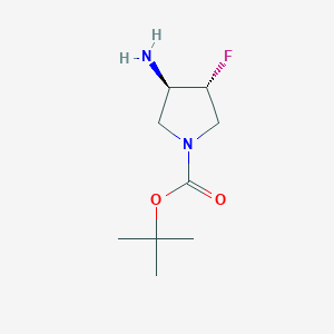 molecular formula C₉H₁₇FN₂O₂ B1141777 tert-butyl (3R,4R)-3-amino-4-fluoropyrrolidine-1-carboxylate CAS No. 1363382-79-9