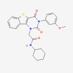 molecular formula C25H25N3O4S B11417811 N-cyclohexyl-2-[3-(3-methoxyphenyl)-2,4-dioxo-3,4-dihydro[1]benzothieno[3,2-d]pyrimidin-1(2H)-yl]acetamide 