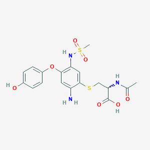 molecular formula C₁₈H₂₁N₃O₇S₂ B1141788 Amino Hydroxynimesulide NAC Adduct CAS No. 1094566-37-6