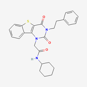molecular formula C26H27N3O3S B11417900 N-cyclohexyl-2-[2,4-dioxo-3-(2-phenylethyl)-3,4-dihydro[1]benzothieno[3,2-d]pyrimidin-1(2H)-yl]acetamide 