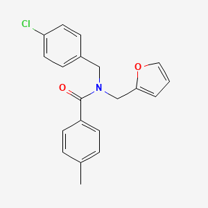 molecular formula C20H18ClNO2 B11417911 Benzamide, N-[(4-chlorophenyl)methyl]-N-(2-furanylmethyl)-4-methyl- 