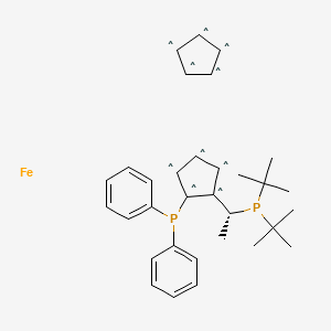 molecular formula C₃₂H₄₀FeP₂ B1141799 (R)-(-)-1-[(S)-2-Diphenylphosphino)ferrocenyl]ethyldi-t-butylphosphine CAS No. 155830-69-6