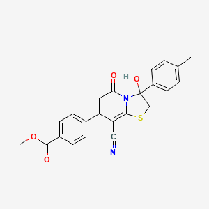 molecular formula C23H20N2O4S B11418048 methyl 4-[8-cyano-3-hydroxy-3-(4-methylphenyl)-5-oxo-2,3,6,7-tetrahydro-5H-[1,3]thiazolo[3,2-a]pyridin-7-yl]benzoate 