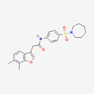 molecular formula C24H28N2O4S B11418058 N-[4-(azepan-1-ylsulfonyl)phenyl]-2-(6,7-dimethyl-1-benzofuran-3-yl)acetamide 