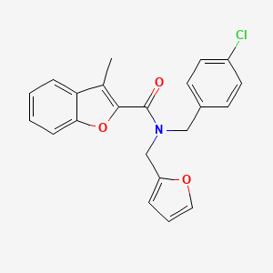 molecular formula C22H18ClNO3 B11418242 N-(4-chlorobenzyl)-N-(furan-2-ylmethyl)-3-methyl-1-benzofuran-2-carboxamide 