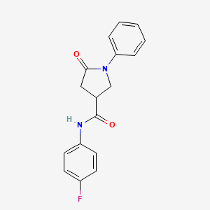 molecular formula C17H15FN2O2 B11418301 N-(4-fluorophenyl)-5-oxo-1-phenylpyrrolidine-3-carboxamide 