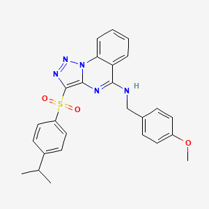 molecular formula C26H25N5O3S B11418553 N-(4-methoxybenzyl)-3-{[4-(propan-2-yl)phenyl]sulfonyl}[1,2,3]triazolo[1,5-a]quinazolin-5-amine 