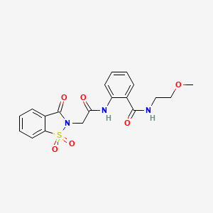 molecular formula C19H19N3O6S B11418560 2-{[(1,1-dioxido-3-oxo-1,2-benzisothiazol-2(3H)-yl)acetyl]amino}-N-(2-methoxyethyl)benzamide 