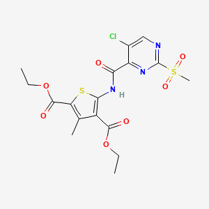 molecular formula C17H18ClN3O7S2 B11418773 Diethyl 5-({[5-chloro-2-(methylsulfonyl)pyrimidin-4-yl]carbonyl}amino)-3-methylthiophene-2,4-dicarboxylate 