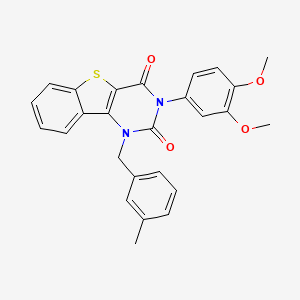 molecular formula C26H22N2O4S B11418990 3-(3,4-dimethoxyphenyl)-1-(3-methylbenzyl)[1]benzothieno[3,2-d]pyrimidine-2,4(1H,3H)-dione 