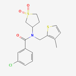 molecular formula C17H18ClNO3S2 B11419107 3-chloro-N-(1,1-dioxidotetrahydrothiophen-3-yl)-N-[(3-methylthiophen-2-yl)methyl]benzamide 