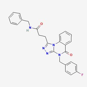 molecular formula C26H22FN5O2 B11419144 N-benzyl-3-{4-[(4-fluorophenyl)methyl]-5-oxo-4H,5H-[1,2,4]triazolo[4,3-a]quinazolin-1-yl}propanamide 
