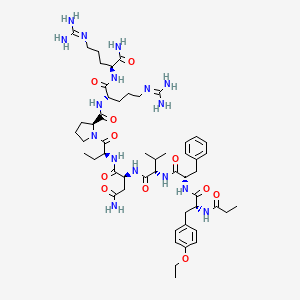 molecular formula C53H82N16O11 B1141916 (2S)-N-[(2S)-1-[(2S)-2-[[(2S)-1-[[(2S)-1-Amino-5-(diaminomethylideneamino)-1-oxopentan-2-yl]amino]-5-(diaminomethylideneamino)-1-oxopentan-2-yl]carbamoyl]pyrrolidin-1-yl]-1-oxobutan-2-yl]-2-[[(2S)-2-[[(2S)-2-[[(2R)-3-(4-ethoxyphenyl)-2-(propanoylamino)propanoyl]amino]-3-phenylpropanoyl]amino]-3-methylbutanoyl]amino]butanediamide CAS No. 121250-95-1