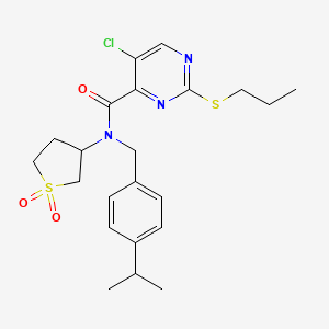 molecular formula C22H28ClN3O3S2 B11419215 5-chloro-N-(1,1-dioxidotetrahydrothiophen-3-yl)-N-[4-(propan-2-yl)benzyl]-2-(propylsulfanyl)pyrimidine-4-carboxamide 