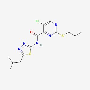 molecular formula C14H18ClN5OS2 B11419266 5-chloro-N-[5-(2-methylpropyl)-1,3,4-thiadiazol-2-yl]-2-(propylsulfanyl)pyrimidine-4-carboxamide 
