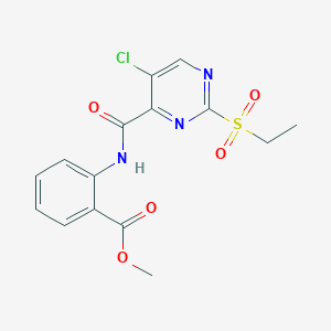 molecular formula C15H14ClN3O5S B11419326 Methyl 2-({[5-chloro-2-(ethylsulfonyl)pyrimidin-4-yl]carbonyl}amino)benzoate 