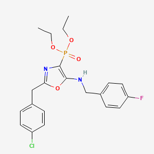 molecular formula C21H23ClFN2O4P B11419493 Diethyl {2-(4-chlorobenzyl)-5-[(4-fluorobenzyl)amino]-1,3-oxazol-4-yl}phosphonate 