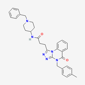 molecular formula C32H34N6O2 B11419647 N-(1-benzylpiperidin-4-yl)-3-{4-[(4-methylphenyl)methyl]-5-oxo-4H,5H-[1,2,4]triazolo[4,3-a]quinazolin-1-yl}propanamide 
