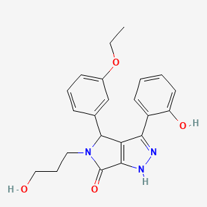 molecular formula C22H23N3O4 B11419717 4-(3-ethoxyphenyl)-3-(2-hydroxyphenyl)-5-(3-hydroxypropyl)-4,5-dihydropyrrolo[3,4-c]pyrazol-6(1H)-one 
