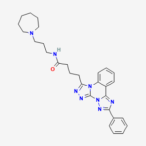molecular formula C29H34N8O B11419730 N-[3-(azepan-1-yl)propyl]-4-(9-phenyl-2,4,5,7,8,10-hexazatetracyclo[10.4.0.02,6.07,11]hexadeca-1(16),3,5,8,10,12,14-heptaen-3-yl)butanamide 
