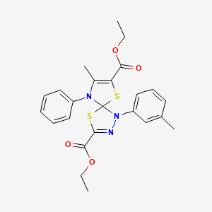 molecular formula C24H25N3O4S2 B11419804 Diethyl 8-methyl-1-(3-methylphenyl)-9-phenyl-4,6-dithia-1,2,9-triazaspiro[4.4]nona-2,7-diene-3,7-dicarboxylate 