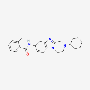 molecular formula C24H28N4O B11419818 N-(2-cyclohexyl-1,2,3,4-tetrahydropyrazino[1,2-a]benzimidazol-8-yl)-2-methylbenzamide 