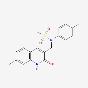 molecular formula C19H20N2O3S B11419903 N-[(2-hydroxy-7-methylquinolin-3-yl)methyl]-N-(4-methylphenyl)methanesulfonamide 