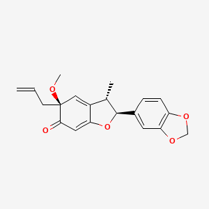 molecular formula C20H20O5 B1141995 (2S)-2alpha-(1,3-Benzodioxol-5-yl)-3,5-dihydro-5alpha-methoxy-3beta-methyl-5-allyl-2H-benzofuran-6-one CAS No. 57430-03-2