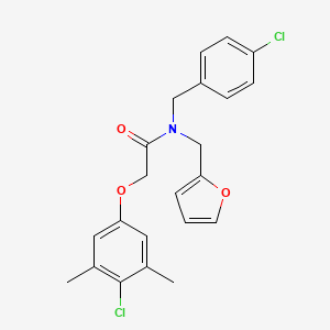 molecular formula C22H21Cl2NO3 B11419952 N-(4-chlorobenzyl)-2-(4-chloro-3,5-dimethylphenoxy)-N-(furan-2-ylmethyl)acetamide 