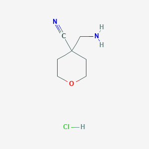 molecular formula C₇H₁₂N₂O B1141998 4-(aminomethyl)tetrahydro-2H-pyran-4-carbonitrile CAS No. 1263374-32-8
