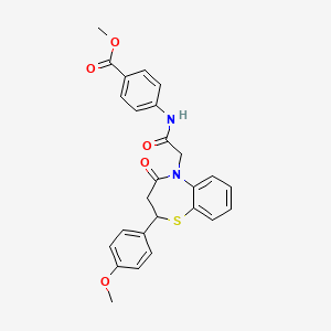 molecular formula C26H24N2O5S B11420031 methyl 4-(2-(2-(4-methoxyphenyl)-4-oxo-3,4-dihydrobenzo[b][1,4]thiazepin-5(2H)-yl)acetamido)benzoate 