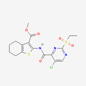 molecular formula C17H18ClN3O5S2 B11420053 Methyl 2-({[5-chloro-2-(ethylsulfonyl)pyrimidin-4-yl]carbonyl}amino)-4,5,6,7-tetrahydro-1-benzothiophene-3-carboxylate 