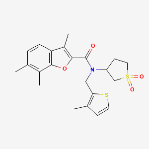 molecular formula C22H25NO4S2 B11420188 N-(1,1-dioxidotetrahydrothiophen-3-yl)-3,6,7-trimethyl-N-[(3-methylthiophen-2-yl)methyl]-1-benzofuran-2-carboxamide 