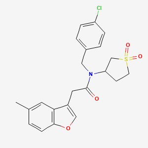 molecular formula C22H22ClNO4S B11420200 N-(4-chlorobenzyl)-N-(1,1-dioxidotetrahydrothiophen-3-yl)-2-(5-methyl-1-benzofuran-3-yl)acetamide 