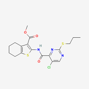 molecular formula C18H20ClN3O3S2 B11420213 Methyl 2-({[5-chloro-2-(propylsulfanyl)pyrimidin-4-yl]carbonyl}amino)-4,5,6,7-tetrahydro-1-benzothiophene-3-carboxylate 