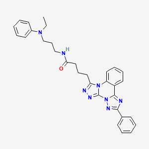 molecular formula C31H32N8O B11420217 N-[3-(N-ethylanilino)propyl]-4-(9-phenyl-2,4,5,7,8,10-hexazatetracyclo[10.4.0.02,6.07,11]hexadeca-1(16),3,5,8,10,12,14-heptaen-3-yl)butanamide 