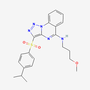 molecular formula C22H25N5O3S B11420242 N-(3-methoxypropyl)-3-{[4-(propan-2-yl)phenyl]sulfonyl}[1,2,3]triazolo[1,5-a]quinazolin-5-amine 