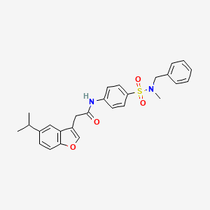 molecular formula C27H28N2O4S B11420249 N-{4-[benzyl(methyl)sulfamoyl]phenyl}-2-[5-(propan-2-yl)-1-benzofuran-3-yl]acetamide 