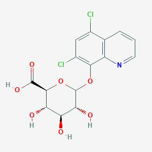 molecular formula C₁₅H₁₃Cl₂NO₇ B1142028 (2S,3S,4S,5R)-6-((5,7-Dichloroquinolin-8-yl)oxy)-3,4,5-trihydroxytetrahydro-2H-pyran-2-carboxylic acid CAS No. 40951-47-1