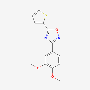 molecular formula C14H12N2O3S B11420313 3-(3,4-Dimethoxyphenyl)-5-thiophen-2-yl-1,2,4-oxadiazole CAS No. 378773-34-3