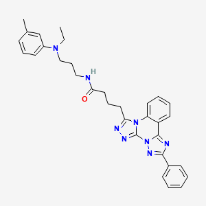 molecular formula C32H34N8O B11420396 N-[3-(N-ethyl-3-methylanilino)propyl]-4-(9-phenyl-2,4,5,7,8,10-hexazatetracyclo[10.4.0.02,6.07,11]hexadeca-1(16),3,5,8,10,12,14-heptaen-3-yl)butanamide 