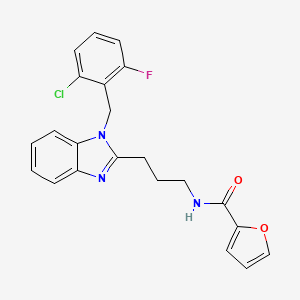 molecular formula C22H19ClFN3O2 B11420402 N-(3-{1-[(2-chloro-6-fluorophenyl)methyl]benzimidazol-2-yl}propyl)-2-furylcarb oxamide 