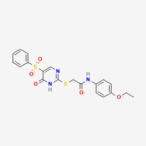 molecular formula C20H19N3O5S2 B11420414 2-[[5-(benzenesulfonyl)-6-oxo-1H-pyrimidin-2-yl]sulfanyl]-N-(4-ethoxyphenyl)acetamide 