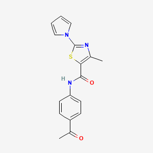 molecular formula C17H15N3O2S B11420431 N-(4-acetylphenyl)-4-methyl-2-(1H-pyrrol-1-yl)-1,3-thiazole-5-carboxamide 