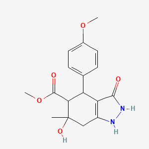 molecular formula C17H20N2O5 B11420511 methyl 3,6-dihydroxy-4-(4-methoxyphenyl)-6-methyl-4,5,6,7-tetrahydro-1H-indazole-5-carboxylate 
