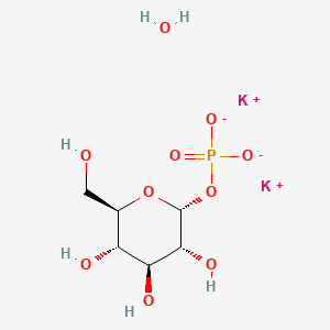 molecular formula C₆H₁₃K₂O₉P. (H₂O)ₓ B1142055 dipotassium;[(2R,3R,4S,5S,6R)-3,4,5-trihydroxy-6-(hydroxymethyl)oxan-2-yl] phosphate;hydrate CAS No. 1233690-06-6