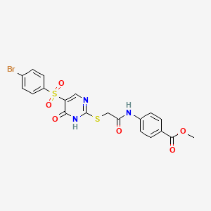 molecular formula C20H16BrN3O6S2 B11420561 Methyl 4-(2-{[5-(4-bromobenzenesulfonyl)-6-oxo-1,6-dihydropyrimidin-2-yl]sulfanyl}acetamido)benzoate 