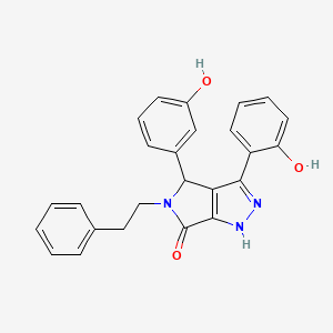 molecular formula C25H21N3O3 B11420582 3-(2-hydroxyphenyl)-4-(3-hydroxyphenyl)-5-(2-phenylethyl)-4,5-dihydropyrrolo[3,4-c]pyrazol-6(2H)-one 